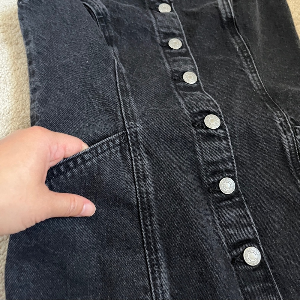 Levi’s Vianna Vest Black Grey Denim Sleeveless Button-Down Dress size XS - Picture 7 of 15